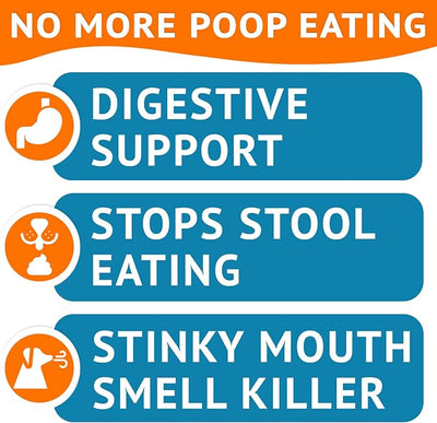 No Poo Chews for Dogs - Coprophagia & Stool Eating Deterrent with Probiotics, Digestive Enzymes & Breath Aid Support - Stop Dog Poop Eating - Made in USA - 120 Soft Chews