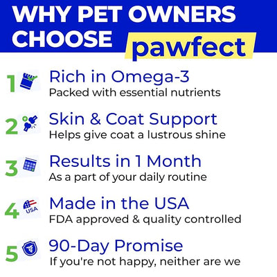 PAWFECTCHEW Fish Oil for Dogs - Natural Omega-3 - Skin & Coat Support - Liquid Food Supplement for Pets - Natural EPA + DHA Fatty Acids for Joints, Immune & Heart Health 16oz - Pollock & Salmon Oil
