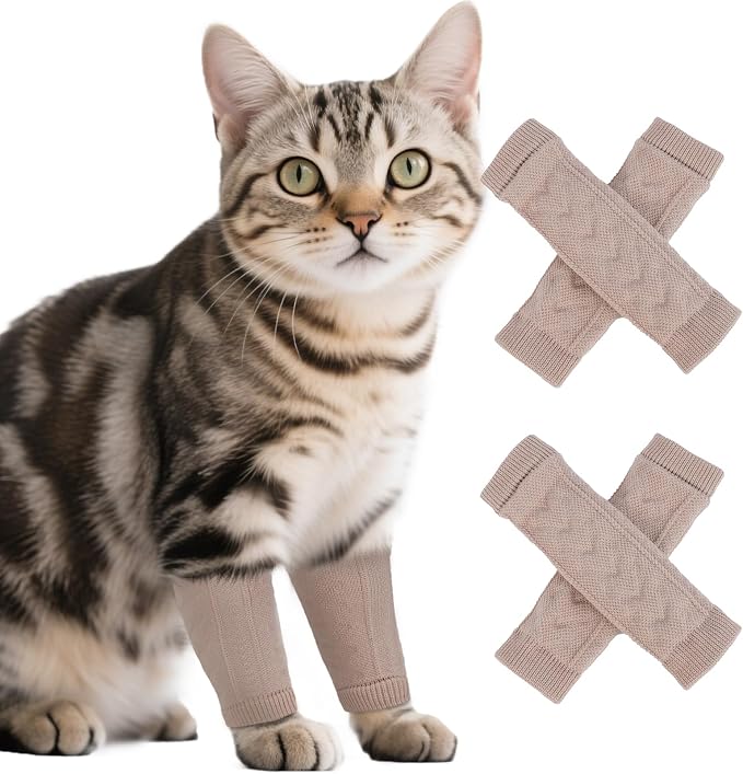 ROZKITCH 4 PCS Anti Licking Sleeve for Cats, Elbow Sleeve Scratching Prevention Protection Wraps