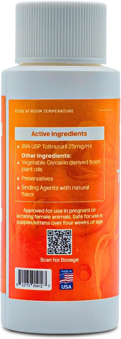 Toltrazuril 2.5% for Horses, Dogs, Cats, 60mL/2 Ounce, for Non-Food Chain Animals, Chicken