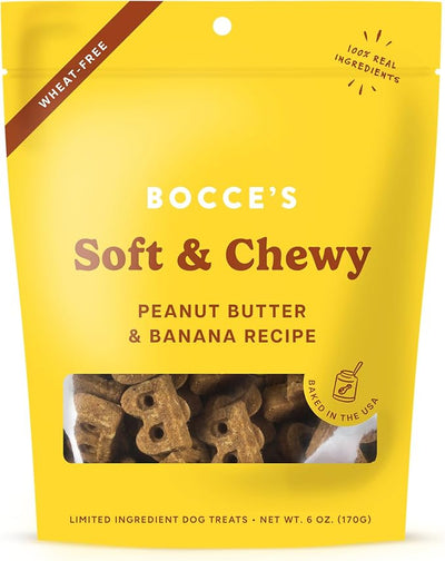 Bocce's Bakery PB & Banana Cookie + Quack Quack Quack Biscuit Dog Treat Bundle – Natural, Wheat-Free Biscuits and Soft & Chewy Cookies Made with Real Ingredients & Baked in The USA – 2 Pack Bundle
