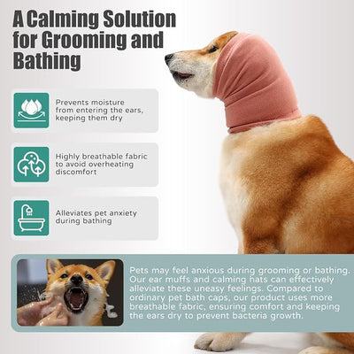 Dog Calming Hoodie, Hematoma Ear Wrap, Quiet Head Cover Sleeves Ear Covers for Bath, Thunderstorms