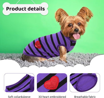 Dog Shirts for Medium Dogs, Striped T-Shirts Pets Vest Pet Apparel Tee Shirts Dog Tank Top Spring Summer Suitable for Chihuahua French Bulldog Bichon Shih Tzu