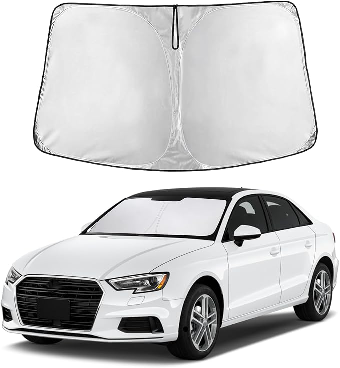 EcoNour Windshield Sunshade Compatible for Audi A3 2014-2018 2019 2020, Sun Visor for Front Windshield & Window Sun Shade Cover, UV Heat Blocker & Protector, Car Accessories