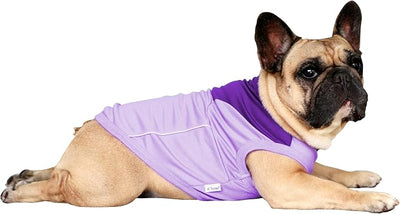iChoue French Bulldog Summer Cooling Shirt for Dogs UV Sun Protection Vest Sleeveless Breathable Tank Top English Pug Purple - XLarge