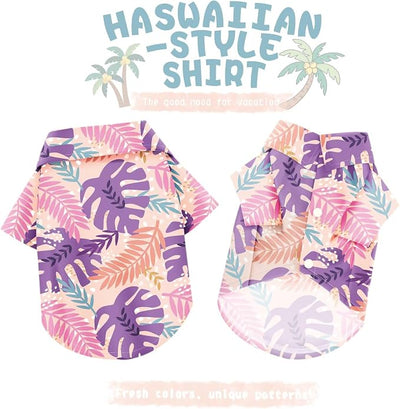 Hawaiian Dog Shirt – Lightweight and Breathable Summer T-Shirt with Tropical Prints, Fun Beach Outfit for Small, Medium, and Large Dogs, Perfect for Hot Days and Outdoor Vacation.Palm Leaves XS