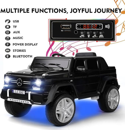 JOYLDIAS Licensed Mercedes-Benz G650S Ride On Car for Kids, 12V7AH Kids Ride On Truck W/LED Underglow Lights,Remote Control, 3 Speeds,Music,Bluetooth,Twin Motors, Spring Suspension, Black