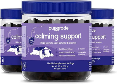PupGrade Calming Support Soft Chews for Dogs, Turkey Flavor - 180 Count | Promotes Relaxation & Normal Stress Response for Everyday Calm & Separation - with L-Theanine, Ashwagandha & Valerian Root