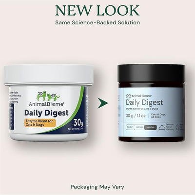 Animal Biome Digestive Enzyme Powder for Dogs & Cats 30g (40 Scoops), Daily Digest Supplement for Dogs, S. Boulardii, & Slippery Elm, Supports Healthy Digestion & Nutrient Breakdown, Daily Food Topper