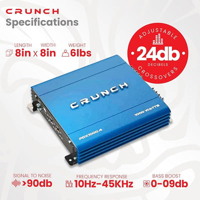 Crunch PDX-1000.4 PowerDriveX 1000 Watt 4 Channel Exclusive Blue A/B Car Stereo Amplifier