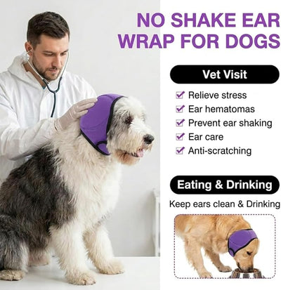 No Flap Ear Wraps for Dogs, Dog Ear Muffs Noise Protection & Anxiety Relief, Quiet Ears Cover Headband Waterproof Ear Protector for Fireworks Grooming Swimming Bathing, Grey M