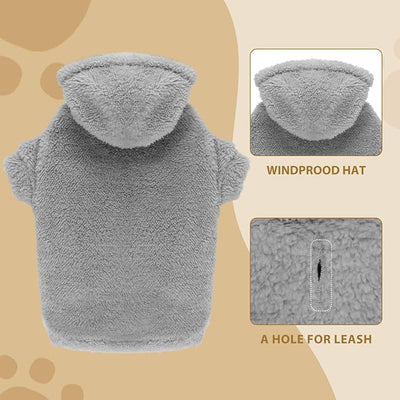 Fuzzy Dog Sweaters for Large Dogs Pet Hoodie Clothes Warm Coats Hooded Sweatshirt Dog Sweaters for Extra Large Dogs(Grey-XXL)