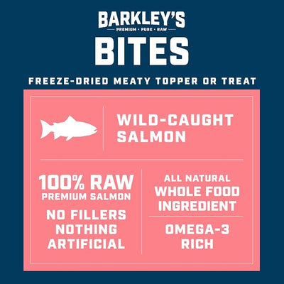Barkley’s Bag Salmon Bites, Freeze Dried Dog Treats and Food Topper, Made with Wild-Caught Salmon, Bite-Sized Whole Pieces for Training Rewards, for All Dog Breeds, Ages & Sizes, 4 Oz Bag (3 Pack)
