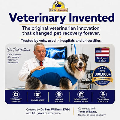 Surgi Snuggly Dog Surgery Recovery Suit – Dog Onesie for Post Surgery Recovery, Female Spay & Male Neuter – Surgical Suit for Dogs, E-Collar Cone Alternative, Double Blue - Large Long - 21" - 24" (EC)