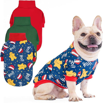 KOOLTAIL Christmas Dog Sweater, 3 Pack Fleece Dog Shirt Turtleneck Pullover Clothes for Small Medium Large Dogs, Fuzzy Soft Warm Pet Winter Cold Weather Coats for Puppy Cats Girls Boys, Red & Green S