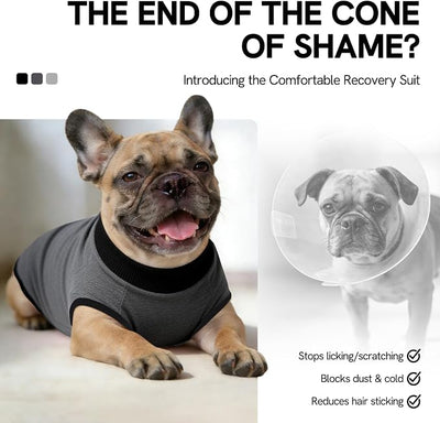 SAWMONG Recovery Suit for Dogs Female Male, Cotton Breathable Dog Onesie After Surgery Spay Neuter, Professional Dog Surgical Suit, Substitute Pet E-Collar Cone (Grey, 3X-Large)