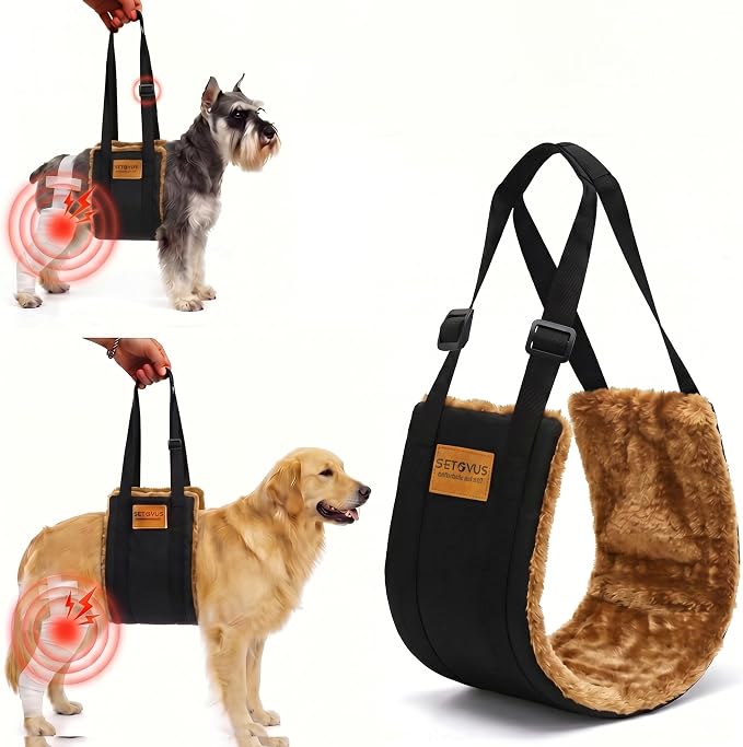 Dog Sling for Back Legs, Dog Lift Harness, Magic Tape Dog Sling for Large Dogs Hind Leg Support, Elderly Dog Lifter, Assist Canie Hip Arthritis K9 Cruciate Ligament Rehabilitation (Brown, Large)