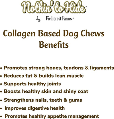Fieldcrest Farms Nothin to Hide Flip Chips Dog Chews - Natural Rawhide Alternative Treats for Dogs, Collagen Based Snack for Moderate Chewers Up to 35lbs, Peanut Butter Flavor -1 Pack (8 Chips)