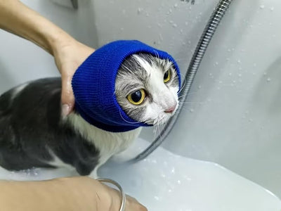 2 Pack Cat Ear Wrap, Anxiety Ear Cover Hematoma Compressionp Cat Snood for Grooming Blue+Grey S