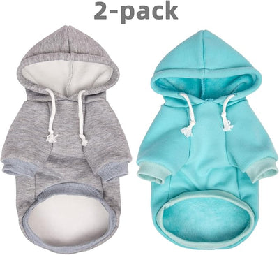 2-Pack Dog Hooded Sweaters & Jackets - Soft Dog Clothes Hoodie for Small/Medium/Large Dogs & Cats | All-Season Comfort & Fit, Stylish Pet Shirts Apparel & Accessories (Light Blue, Grey, XX-Large)