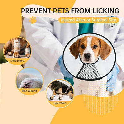 Dog Cone Collar for Surgery Recovery, Adjustable Soft Elizabethan Collar, Anti-Lick Protective Neck E-Collar for Dogs M