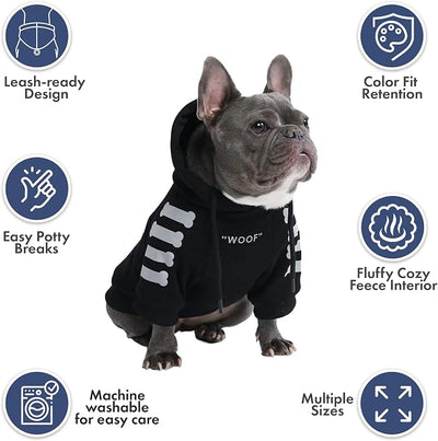 Spark Paws Dog Hoodie – Premium Dog Sweater for Small, Medium, and Large Dogs | Warm Outfits for French Bulldogs, Pitbull, Puppy, Winter Jacket Alternative - Woof - S