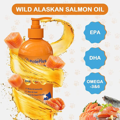 Wild Alaskan Salmon Oil Omega-3 & 6 Supplement with EPA DHA for Dogs & Cats, Supports Healthy Skin, Shiny Coat, Joint Mobility & Heart Health, 236ml (8 fl oz)