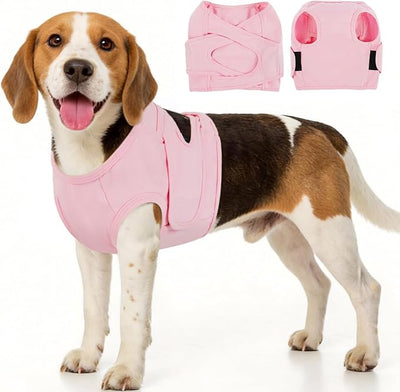 BRKURLEG Chest Recovery Suit for Dogs, Dog Chest Wound Cover, Breathable & Soft Pet Surgery Recovery Suit, Anti-Licking Wound Vest, Not for Spay/Neuter Surgeries, Pet Cone Alternative, Pink XS
