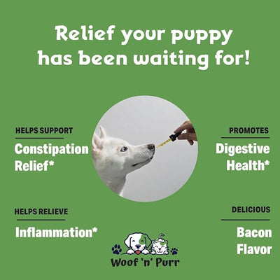 Dog Constipation Relief - Constipation Relief for Dogs - Stool Softener for Dogs - Dog Stool Softener - Dog Laxative for Constipation - Dog Laxative - Laxative for Dogs - 1 fl oz - Bacon Flavor
