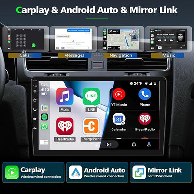 Double Din Car Stereo Radio Upgraded for for 2011 2012 2013 Dodge Durango GPS Navi Head Unit 7 inch Touch Screen Android 14 Support Wireless Carplay Android Auto-/FM/SWC/WiFi/Bluetooth/Camera