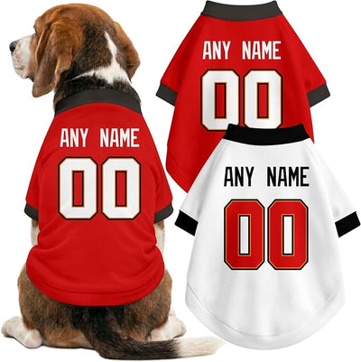 Tampa Bay Dog Clothes Jersey Style Personalized Pet T Shirt with Custom Name Number for Small Medium Large Dogs