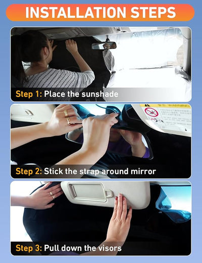 EcoNour Windshield Sunshade Compatible for Nissan Rogue 2021-2024 2025 2026, (Not for Rogue Sport) Sun Visor for Front Windshield & Window Sun Shade Cover, UV Heat Protector, Car Accessories