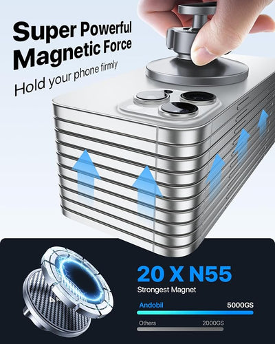 andobil 3rd Gen Tesla Phone Mount 【Upgrade Adhesive & Upgrade Stongest Magnet】 Phone Holder for Tesla New Model Y Juniper Model 3, 360° Adjustable Tesla Phone Holder fits iPhone 17 16 15 14 Pro Max
