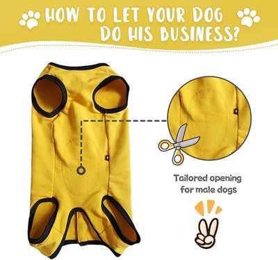 Dog's Recovery Suit Post Surgery Shirt for Puppy, Small Dog Surgical Recovery Suit for Female Male Dogs, Dog Onesie Protect Surgical Wound(Yellow-l)