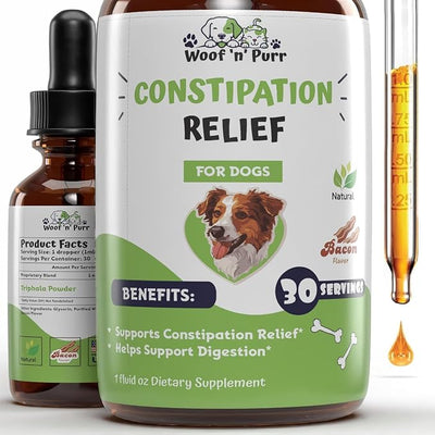 Dog Constipation Relief - Constipation Relief for Dogs - Stool Softener for Dogs - Dog Stool Softener - Dog Laxative for Constipation - Dog Laxative - Laxative for Dogs - 1 fl oz - Bacon Flavor
