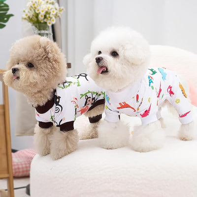 XPUDAC 4 Pack Dog Pajamas Soft Strechy Summer Doggie Clothes for Small Medium Dogs Boy Girl Dog Onesie Puppy Pjs Cat Apparel-Small