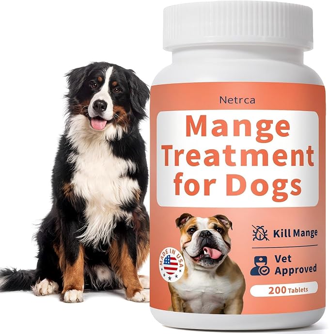 Mange Treatment Dogs, Mange Medicine for Dogs, Snooths Itching & Scratching, Promotes Hair Growth, Reduces Inflammation, Supports Skin & Coat Health, 200 Odorless Tablets