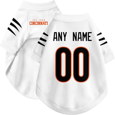 Cincinnati Dog Clothes Jersey Style Personalized Pet T Shirt with Custom Name Number for Small Medium Large Dogs