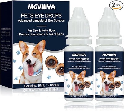 Cataract Drops for Dogs & Cats, Eye Drops for Relieving Itching & Irritation, Vet Recommend Eye Drops for Dogs Eye Infection Treatment, All-in-One Relief for Dryness Pink Eyes Vision Clarity (2 X10ml)