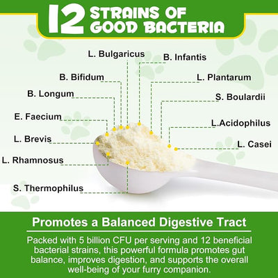 Probiotics Powder for Dogs - Pre & Probiotic Digestive Supplement with Digestive Enzymes & Prebiotics for Dog Support Gut Health, Seasonal Allergies & Immune System Dog Supplies Powder - 120 Scoops