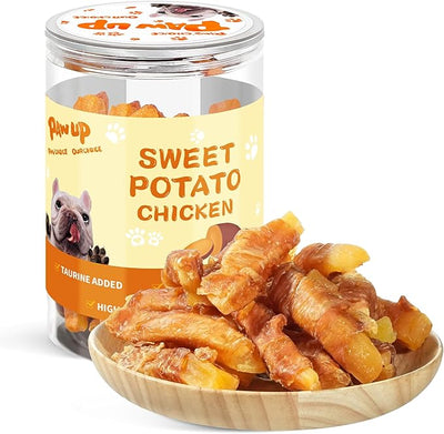 PAWUP Dog Treats Chicken Jerky Wrapped Sweet Potato, Natural Ingredients w/Taurine, Grain Free Dog Treats, 12.5 oz