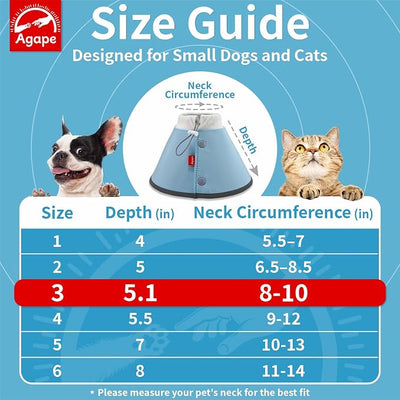 Agape Soft Dog Cone for Small Dogs & Cats, Recovery Collar to Stop Licking | Comfy E-Collar Alternative for Puppies, Adjustable Cloth Cone After Surgery, Protective Neck Cone for Kittens, Washable