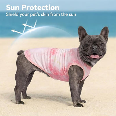 cyeollo 2pack Dog Cooling Shirt, Breathable Sleeveless Summer Clothes for Dogs, Intant Cool T Shirts for Small Dogs, Pink M