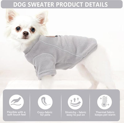 2 Pack Dog Sweaters with Leash Ring Warm Fleece Dogs Sweatshirt for Small Medium Dogs Pet Puppy Coat Apparel Outfits Winter Dog Clothes for Chihuahua, Yorkie, Bulldog, Dachshund Cats S, Grey