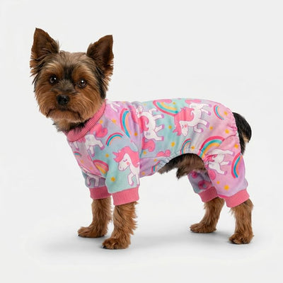 Fitwarm Dreamy Unicorn Fleece Dog Pajamas, Fairy Winter Clothes for Small Dogs Girl, Cozy Pet Onesie, Pink, Blue, XL