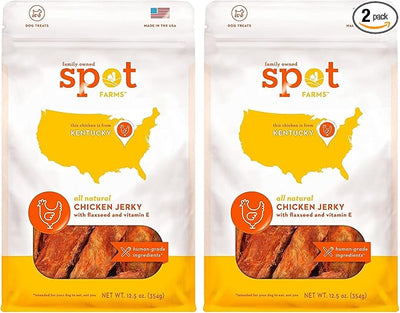 spot farms All Natural Human Grade Dog Treats, Chicken Jerky with Flaxseed and Vitamin E, 12.5 Ounce (Pack of 2)