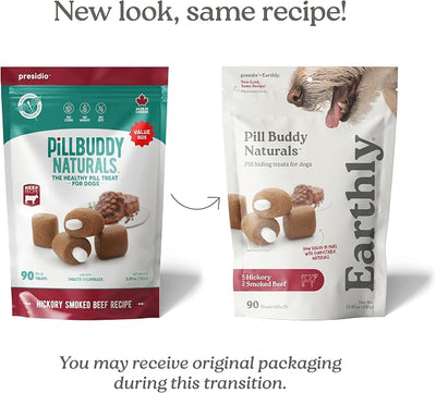 Presidio Earthly Pill Buddy Naturals - Beef Recipe Pill Hiding Treats for Dogs - Make A Perfect Pill Concealing Pocket Or Pouch for Any Size Medication - 90 Servings