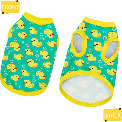 Adorable Yellow Duck Dog Shirt: Lightweight Polyester Cartoon Puppy Vest, Small Medium & Large Dog T-Shirt, Summer Pet Clothes, Cute Dog Apparel, Breathable Dog Tank Top Purple M