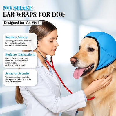 3 Pcs 3 Size Dog Ear Cover Swimming Waterproof Head Wrap for Bath and Grooming, Adjustable Dog Ear Protector, Calming Hood for Thunder, Fireworks, Anxiety