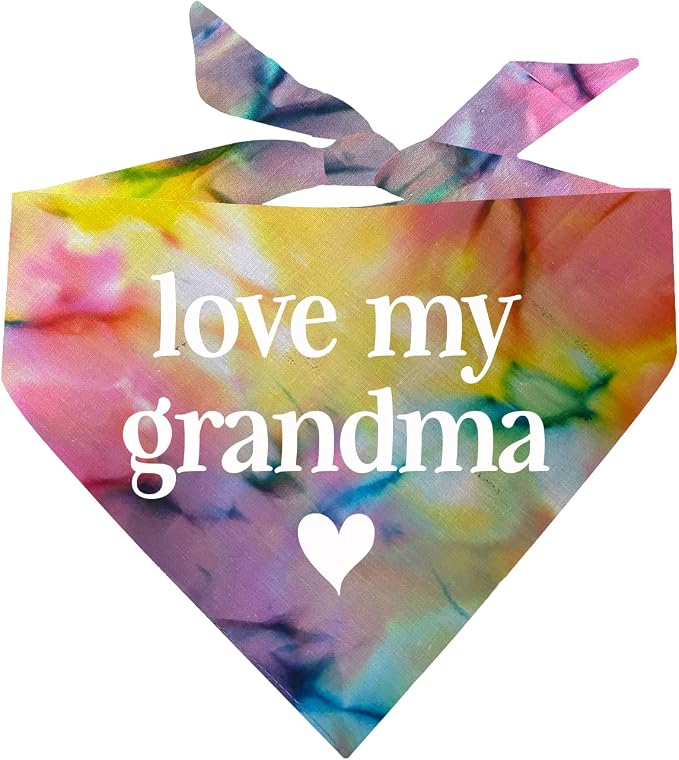 Love My Grandma Mother's Day, Valentine's Day Dog Bandana (Rainbow Scrunch, OS 399)